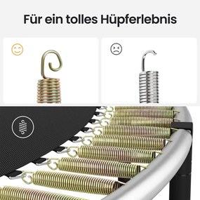 Trampolim para crianças 366 cm de jardim com rede de segurança, cobertura lateral preto-azul