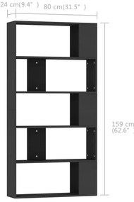 Estante/divisória 80x24x159 cm derivados de madeira preto