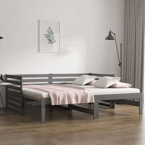 vidaXL Estrutura sofá-cama de puxar 2x(90x190) cm pinho maciço cinza