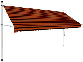 Toldo retrátil manual 350 cm laranja e castanho