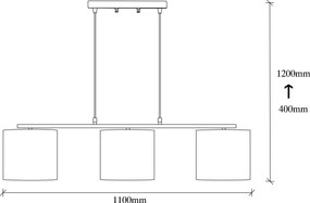 Candeeiro de Teto Valiz – Preto – 110 x 20 cm
