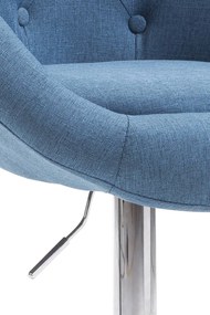 Banco de bar London em tecido e com estrutura cromada 65 x 107-128 x 57 cm Azul