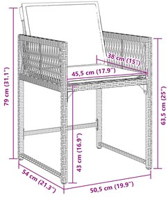 Conjunto de Jantar de Jardim com Almofadas Marrom Rattan Poliéster