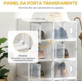 HOMCOM Armário Modular de Plástico Sapateira Modular com 8 Cubos Portas Magnéticas Organizador de Sapatos para Entrada Corredor Dormitório 28x36x21cm Transparente