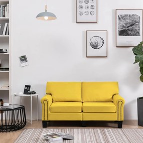 vidaXL Sofá de 2 lugares em tecido amarelo