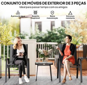 Conjunto de Móveis de Jardim 3 Peças Móveis de Exterior Incluí 2 Poltr