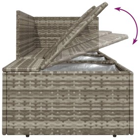 5 pcs conjunto lounge de jardim c/ almofadões vime PE cinzento