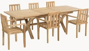 Conjunto de jantar para jardim em madeira de teca Fun, conjunto de 7