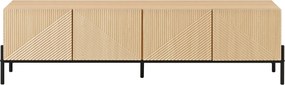 Móvel baixo para TV com 4 portas push-to-open, design geométrico, estrutura metálica, 163,5x40x45 cm, Cor natural| AOSOM Portugal