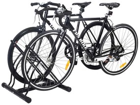 Suporte de bicicleta 2 lugares de chão de aço ou parede exterior 61,4x54x57,5cm Preto