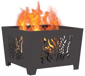 Fogaréu Quadrado vidaXL Preto 60x60x40 cm Aço