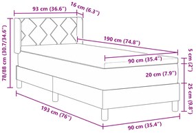 Cama Box Spring com Colchão Castanho Escuro 90x190 cm em Tecido