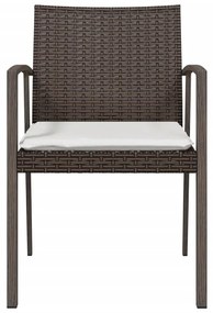 Cadeiras jardim + almofadões 2pcs 56,5x57x83cm vime PE castanho