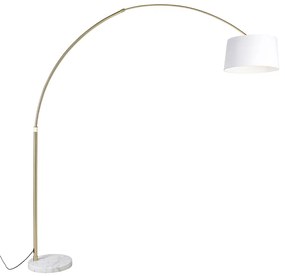 Candeeiro de arco em latão com cúpula de tecido branca 50 cm - XXL Moderno