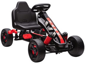 AIYAPLAY Kart a Pedais para Crianças a Partir dos 3 Anos Kart com Embraiagem Automática Travão Rodas Antiderrapantes em EVA e Estrutura Metálica Carga 50 kg 100x59x60,5 cm Vermelho