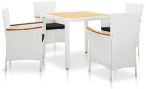 vidaXL 5 pcs conjunto de jantar para exterior vime PE branco