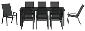 Conjunto de Jantar de Jardim vidaXL de 9 Peças Preto Textilene e Aço
