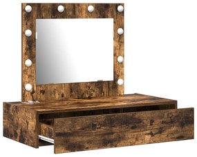 Mesa de Maquiagem Suspensa com Luzes LED Carvalho Fumado