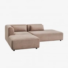 Sofá Modular De Canto Em 2 Peças Com Chaise Longue Direita E Puff Fogler Bombazina Castanho Camel - Sklum