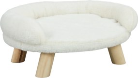 PawHut Cama para pets para gatos e cães até 5 kg/30 cm, capa de pelúcia lavável, creme branco, 47 x 40 x 20 cm | Aosom Portugal