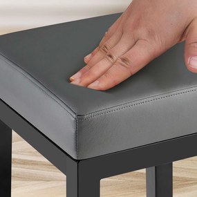 Banco de bar Taylor em couro sintético com estrutura preta 83 x 37 x 37 cm Cinzento