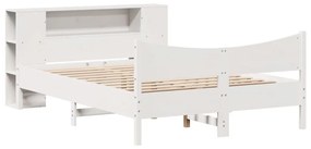 Cama sem colchão 150x200 cm madeira de pinho maciça branco