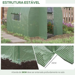 Estufa Tipo Túnel 300x200x200 cm com Porta e Janelas Estufa de Jardim