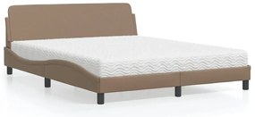 Cama com colchão 160x200 cm couro artificial cappuccino