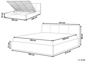 Cama de casal com arrumação em tecido creme 180 x 200 cm ORBEY Beliani