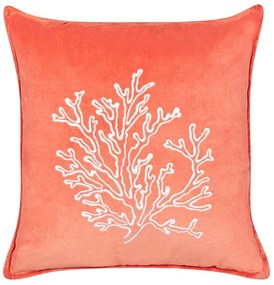 Almofada decorativa com motivo de coral em veludo vermelho 45 x 45 cm NORI Beliani