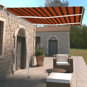 vidaXL Toldo autom. LED e sensor de vento 350x250 cm laranja/castanho