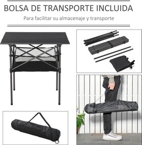 Mesa de Jardim Dobrável Braga – 70x70x69 cm – Preta – Com Bolsa de Tra