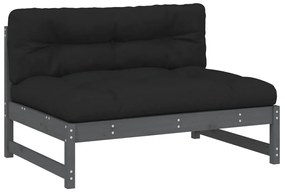 2 pcs conjunto lounge jardim c/ almofadões madeira maciça cinza