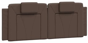 Estrutura cama c/ cabeceira 140x200cm couro artificial castanho