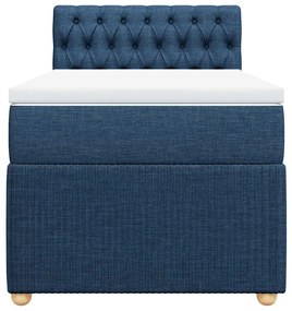 Cama com molas/colchão 80x200 cm tecido azul