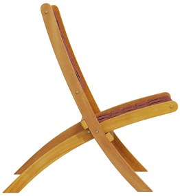Cadeiras de jardim dobráveis 2pcs acácia maciça/tecido vermelho