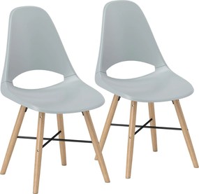 HOMCOM Conjunto de 2 Cadeiras de Jantar de Plástico Cadeiras de Cozinha Modernas com Encosto Curvado 47x49x84 cm Cinzento | Aosom Portugal