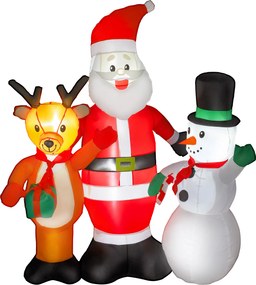 Outsunny Pai Natal Insuflável com Rena e Boneco de Neve Decoração de Natal Insuflável com Luzes LED 150x45x150 cm Multicor | Aosom Portugal