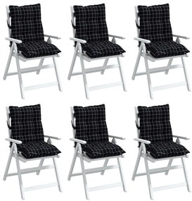 Almofadões cadeira encosto baixo 6 pcs oxford xadrez preto