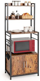 Estante de cozinha de 4 níveis com armário Despensa de forno industrial de microondas para sala de jantar de bar 60 x 40 x 150 cm castanho