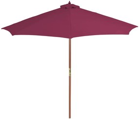 Guarda-sol de exterior mastro de madeira 300 cm vermelho bordô