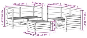 5 pcs conjunto de sofás para jardim madeira de pinho maciça