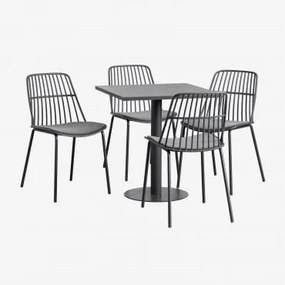 Conjunto De Mesa Quadrada Mizzi 70x70 Cm E 4 Cadeiras De Jardim Maeba Cinza Grafito - Sklum