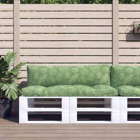 vidaXL Almofadões p/ móveis paletes 2 pcs tecido oxford padrão folhas