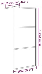 Divisória de chuveiro 80x195 cm vidro semiopaco ESG preto