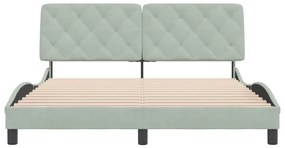 Estrutura de cama sem colchão 160x200 cm veludo cinzento-claro