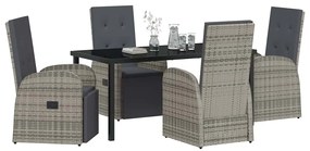 Conjunto de Jantar de Jardim 5 pcs Cinzento 160 x 80 x 73 cm
