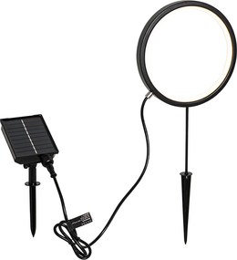 Luminária de jardim preta 50 cm com LED recarregável e solar IP65 - Adalind