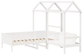 Conj. sofá-cama e banco c/ telhado 90x190cm pinho maciço branco