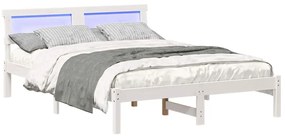 Estrutura da Cama com luzes de tira LED com cabeceira Branco 140 x 190